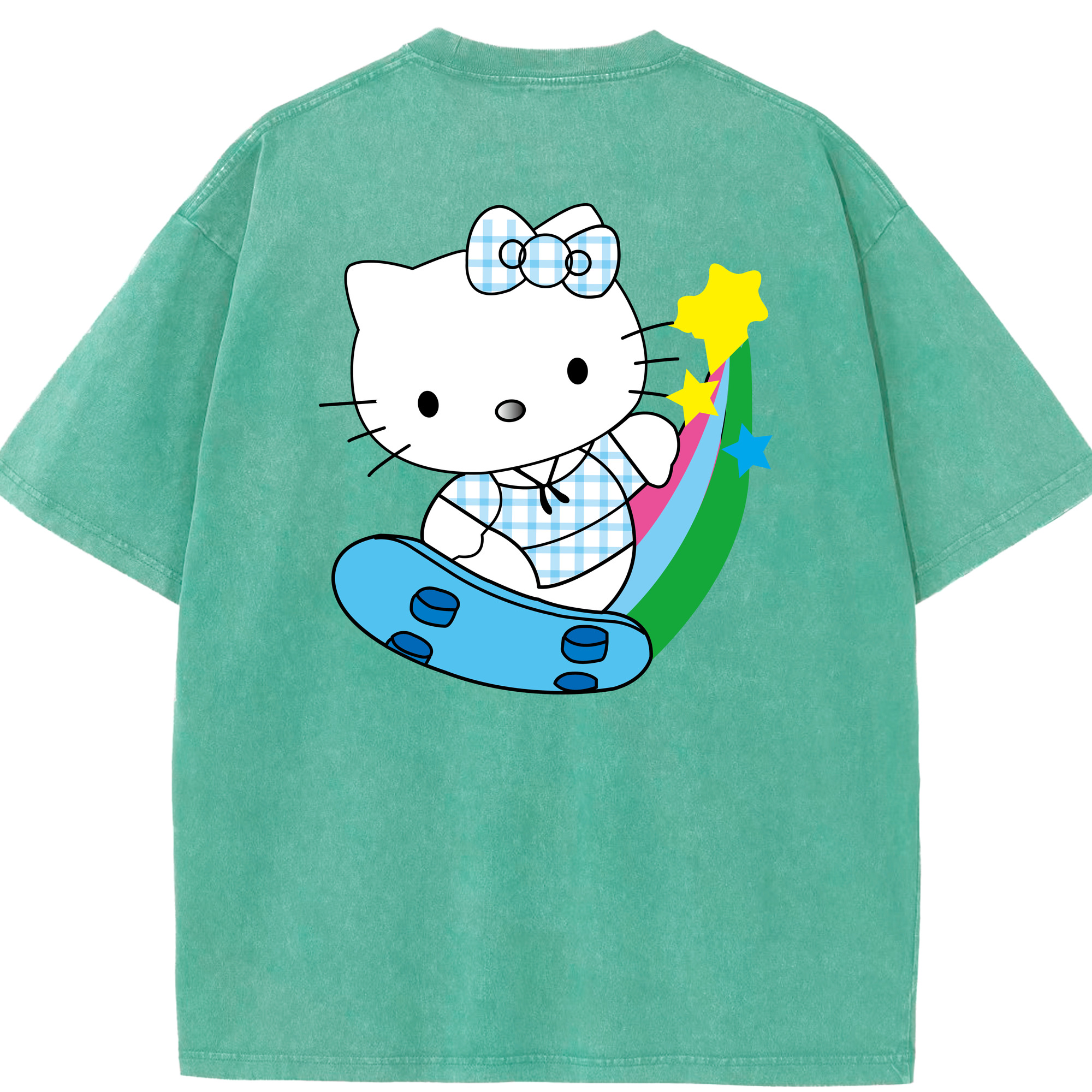 （画像用） Hello Kitty ハローキティ 綿100% ヴィンテージ風 半袖Tシャツ（背面プリント）